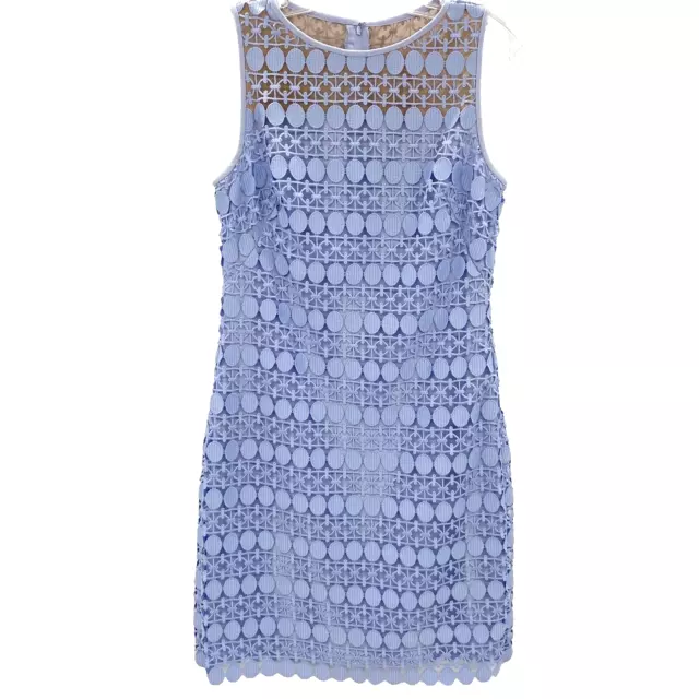 Lauren Ralph Lauren Geometric Lace Sheath Dress Sz 4 Periwinkle Blue Sleeveless