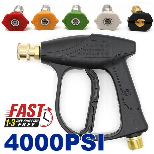 1/4& HIGH PRESSURE Washer Gun 4000 PSI Car Wash Foam Spray Short Wand w