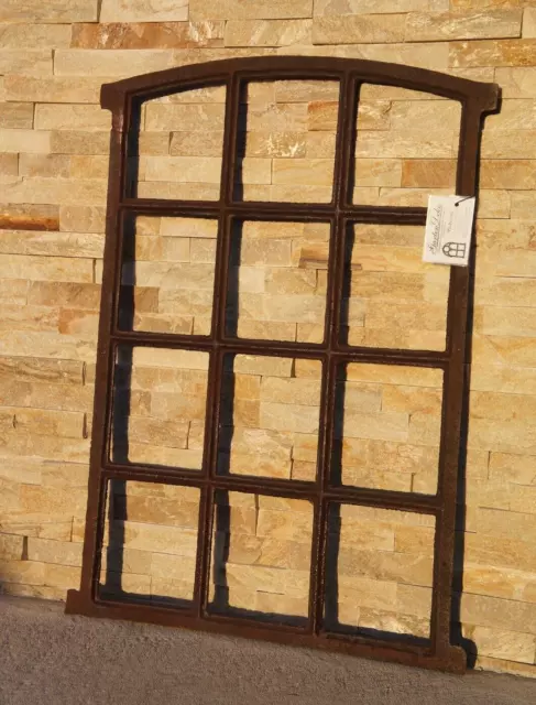 Halbrundes Gussfenster Aus Eisen – Antik Look, 36 X 67 Cm (mit Zapfen) – Für Gartenmauern & Deko