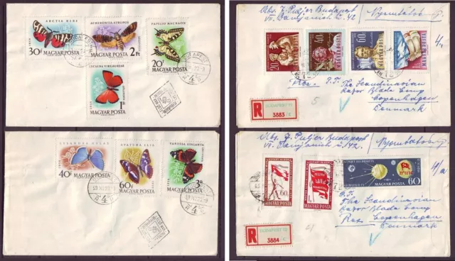 q5356/ Hungary (2 stk) w/Complete Butterfly FDC Covers t/Denmark 1959