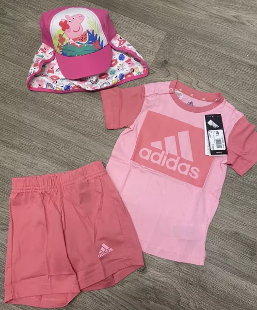 Girls 12-18 Months Adidas Clothes Set And 1-3 Years Cap