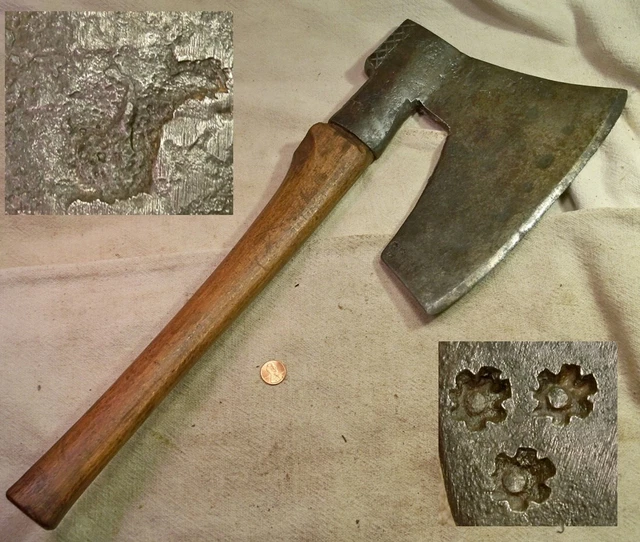 Early Hand Forged Goosewing Axe With 3 Star Mark Good Great Collectible READ