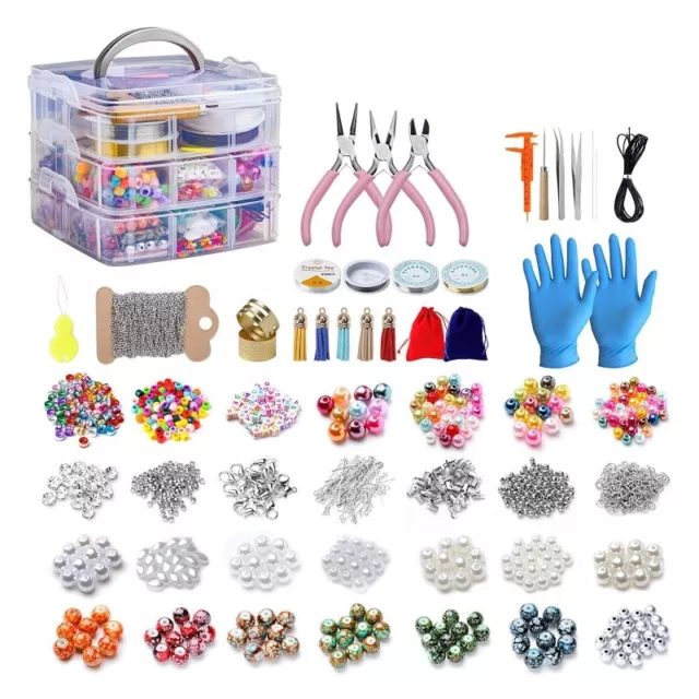 2456Pcs Jewelry Making Supplies Kit with Assorted Beads Charms Findings Pliers