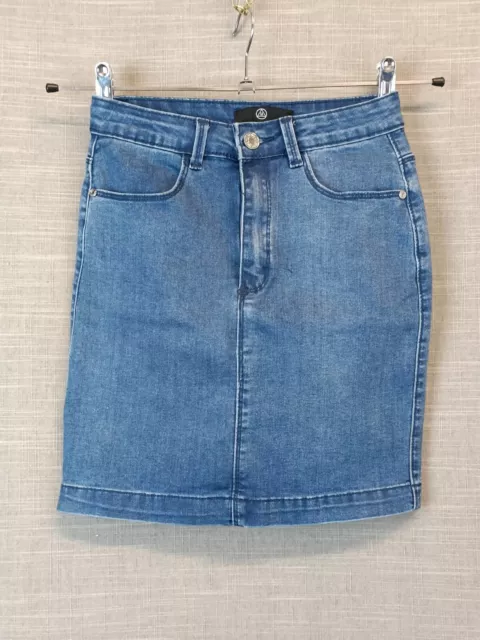 Missguided Pencil Skirt Size 6 Blue Denim Knee-length Stretchy Comfort Pockets