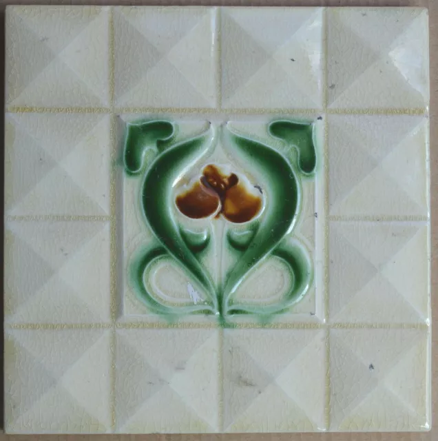 Unknown European - Antique Art Nouveau Majolica Tile C1900