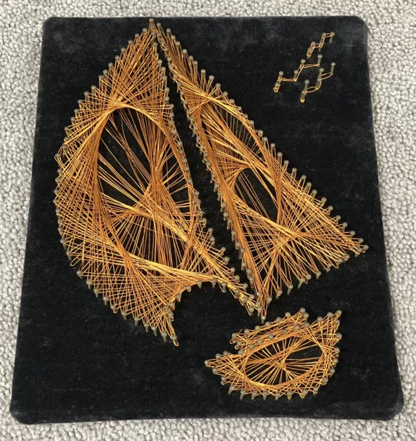 Vintage Mid Century  Copper Wire/String Nail Art “Sailboat"