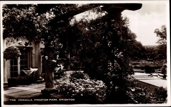 Ak Brighton East Sussex England, Preston Park, The Pergola - 3786394