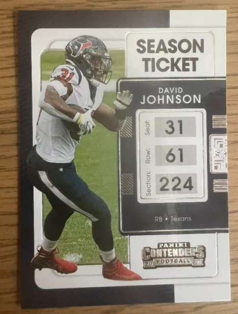 No 40 David Johnson Season Ticket 2021 Panini-Contenders (NFL) Card