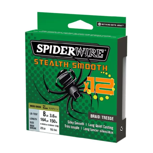 Spiderwire NEW Stealth Smooth 12 Fishing Braid - Moss Green - 150m - All B/S