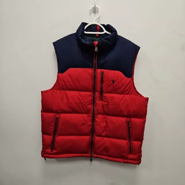 Ralph Lauren Polo Performance Down Red Navy Puffer Gilet Vest Plaid Check Large