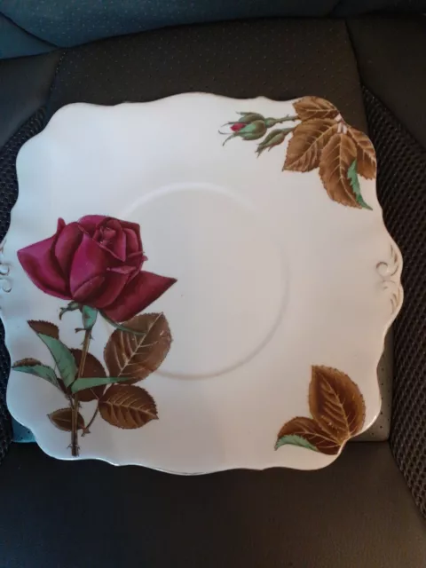 Royal Standard Fine Bone China Cake Plate English Rose 9 x 8 3/8ths "