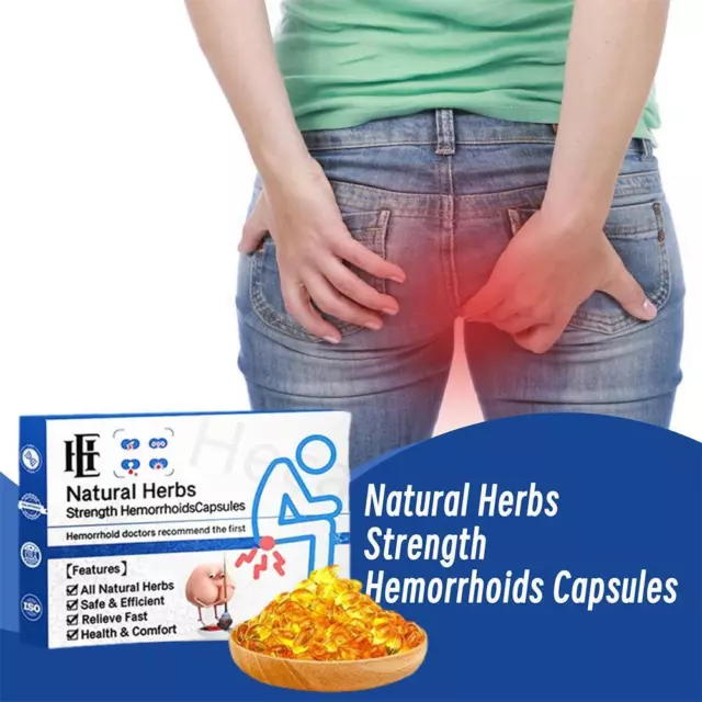 Natural Herbal Strength Hemorrhoid Capsules Relief Pain Burning Itching R8Y0