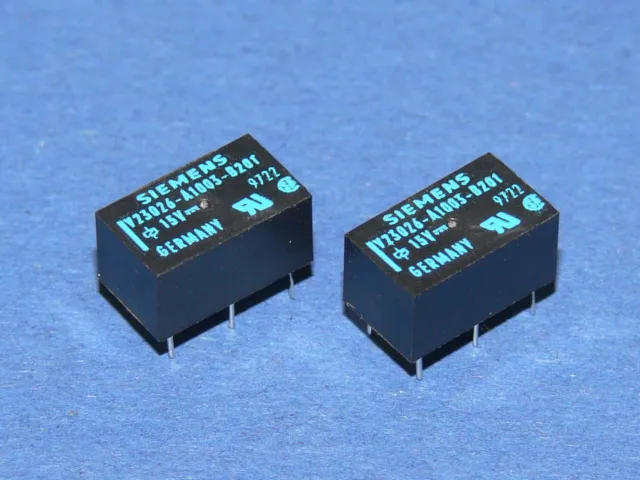 SIEMENS V23026-A1003-B201 15V DC Print SUB Miniatur Relais Relay 2 Stück Set NEU