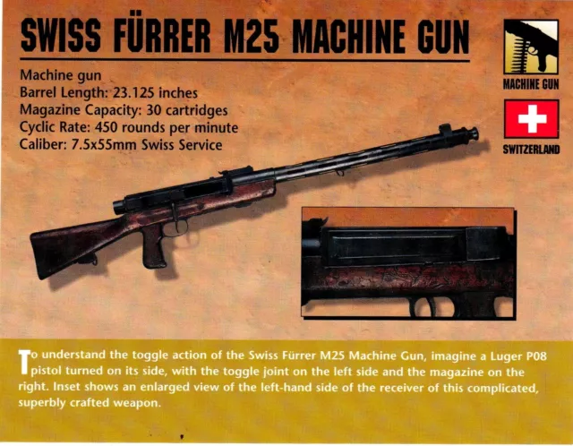 Swiss Furrer M25 Machine Gun Classic Firearms Photo Card u