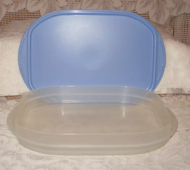 TUPPERWARE Fridge Stackables Deli Keeper Meat Cheese Container Vintage True  Blue