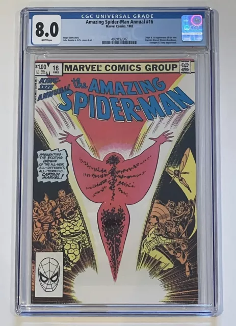 Amazing Spider-Man Annual #16. Aug 1982. Marvel. 8.0 Cgc. 1St App Captain Marvel