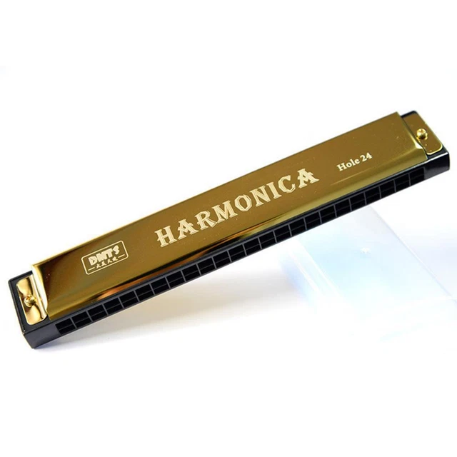 24 HOLE KEY Of C Play Harmonica Tremolo Harmonica Mouth Organ Double