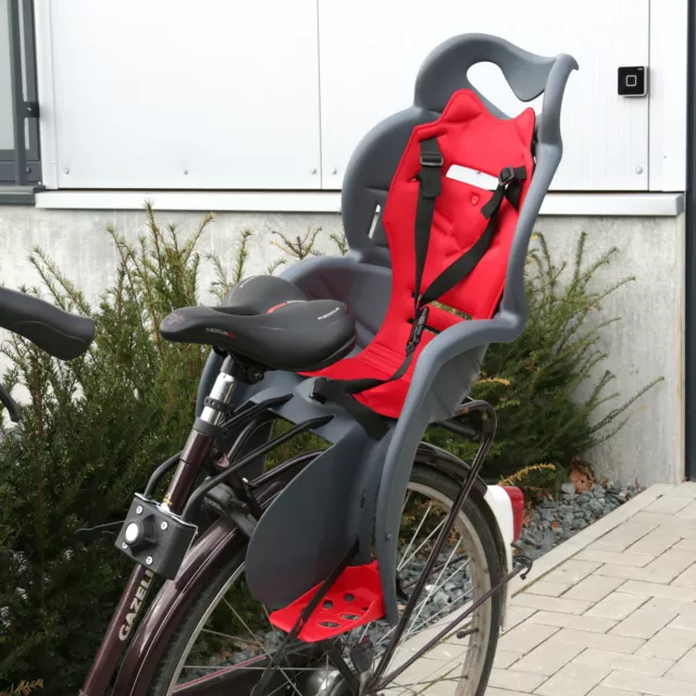 Kinder Fahrradsitz Kindersitz TÜV EN14344 22kg 24-28" dunkelgrau/rot