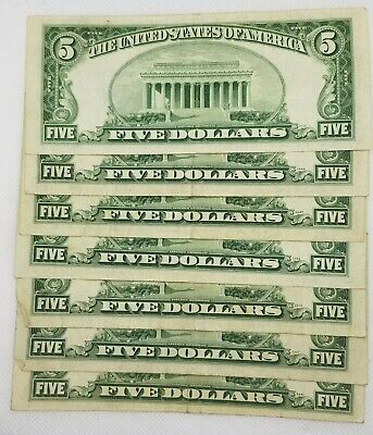 1953 Five Dollar BLUE Seal Note Silver Certificate $5 Old US Bill Average Circ 2