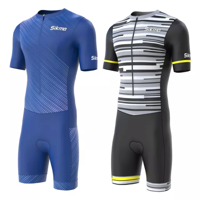 Men Triathlon Suit Cycling Running Compression Swimming Tri Skinsuit Gel Padded