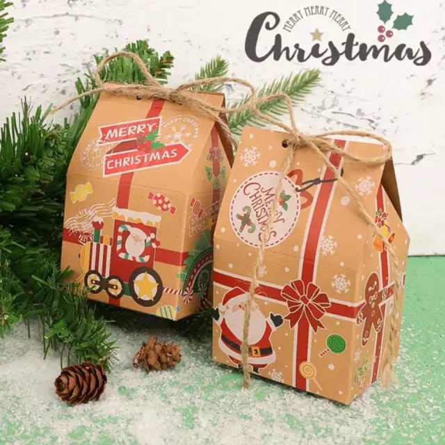 30pcs/pack Christmas Cookie Box Kraft Paper Candy Gift Bags Food Packag✨b B2J8