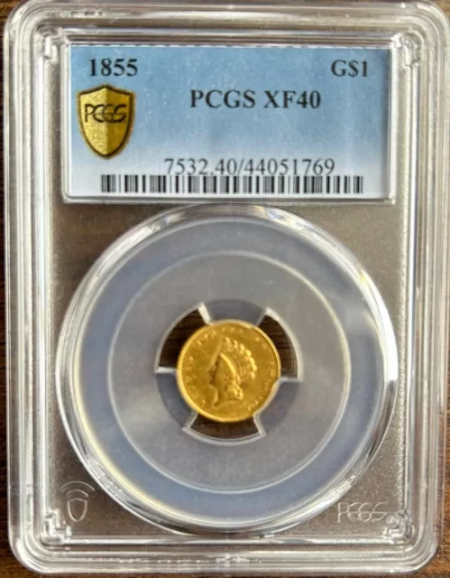1855 $1 U.S. Gold PCGS XF40