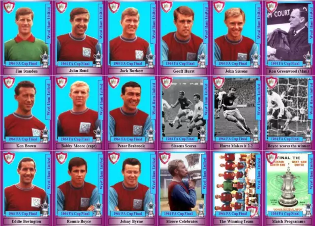 West Ham United 1964 FA Cup final winners football trading cards Bobby Moore