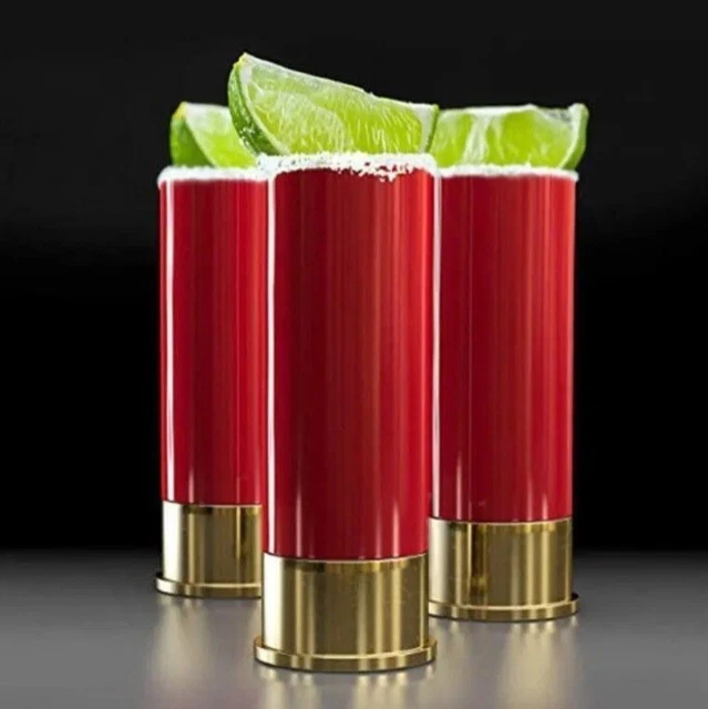 4 X JAGER Bomb Shot Glasses Reusable Shotgun Design Plastic Red bull ...