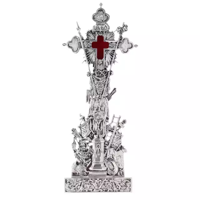 Reliquiario Santa Croce ottone fuso argento con base