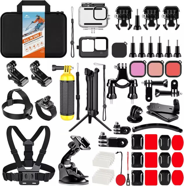 HONGDAK Action Camera Accessories Kit for Gopro Hero 11 10 9 Black, Waterproof