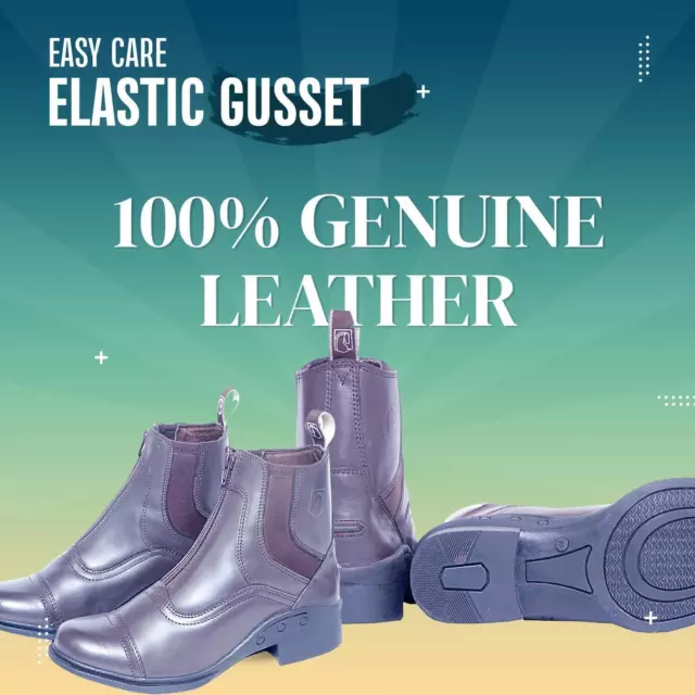 Reiter vorne Reißverschluss Reitstiefel elastisches Leder Jodhpur braun schwarz 3