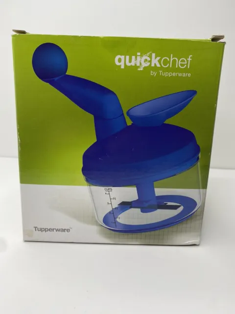 Quick Chef by Tupperware BLUE Manual Food Processor w/ Accessories - Open Box