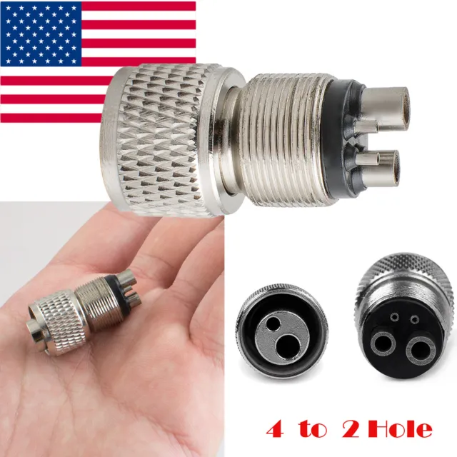 4 to 2 Hole Dental High Speed Handpiece Tubing Adapter Changer Connector USA