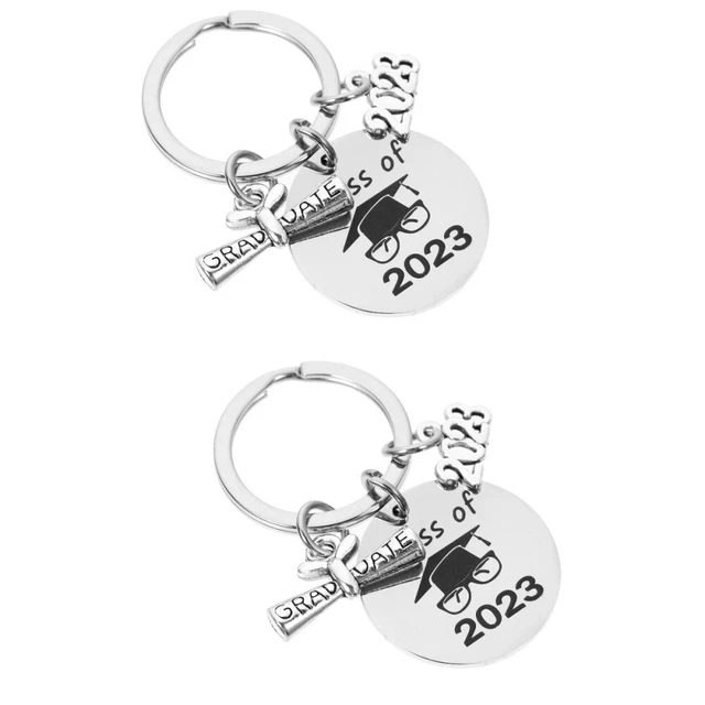 2 PCS Trousseau Académique Porte-clés En Métal Pendentif En Acier Inoxydable 6