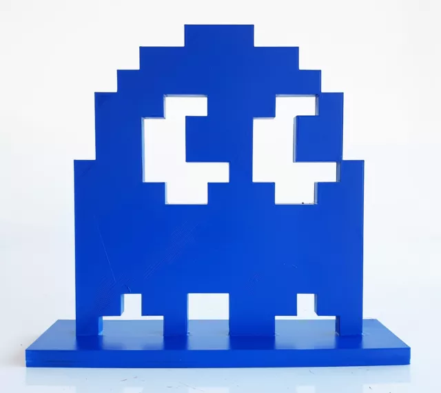 sculpture PACMAN FANTOME bleu pop street art graffiti french painting par Spyddy