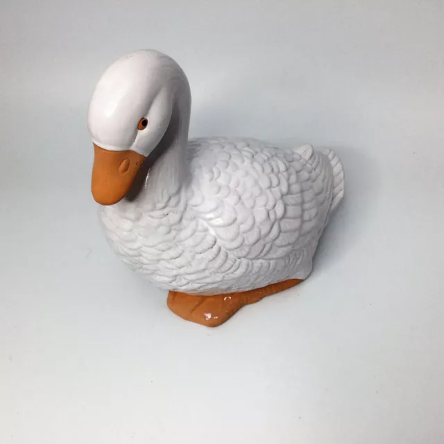 Ceramic Duck ANCO White Looking Down Vintage 8"x9"x5" Country Decor Taiwan