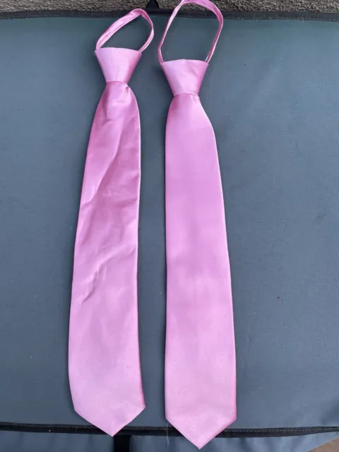 Manzini® Neck Wear Men's Solid Pink Color Ready Knot Pre Tied Formal Zipper Tie