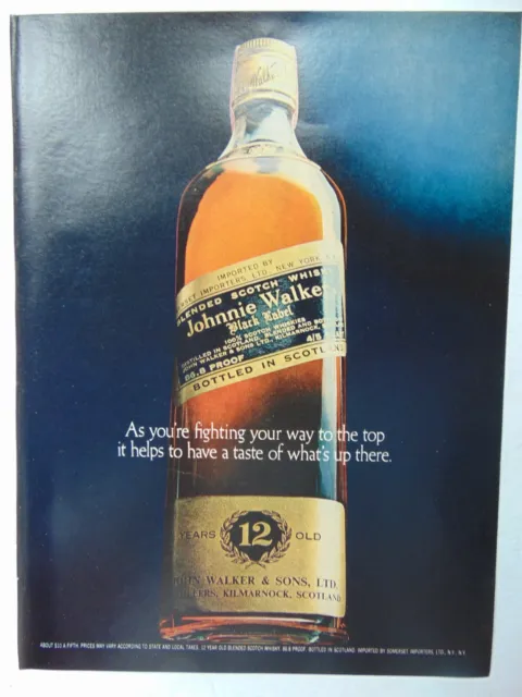 1973 JOHNNIE WALKER BLACK LABEL 12 Year Old Scotch vintage art print ad