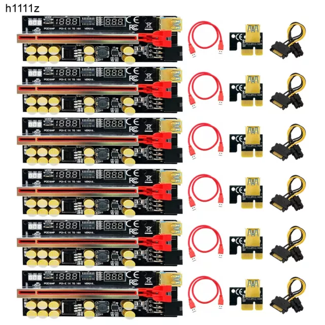 6PACK PCIE 1x to 16x Powered USB3.0 GPU Riser Extender Adapter Video Card VER016
