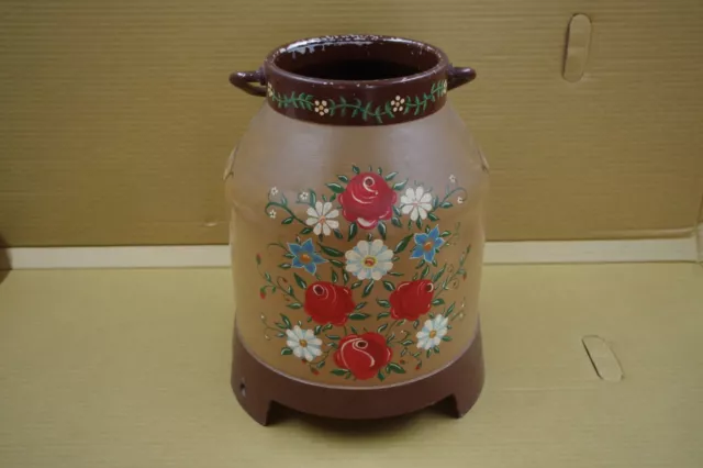 Antiguo Talla Pintado Jarra de Leche 43 CM Alto, Diámetro 33CM Aluminio