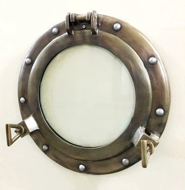 Barco de canal marino antiguo ojo de buey barco redondo 11.5 "decoración de...