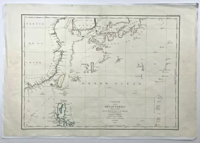 China Korea Taiwan Japan Philippines 1797 La Perouse Large Antique Engraved Map