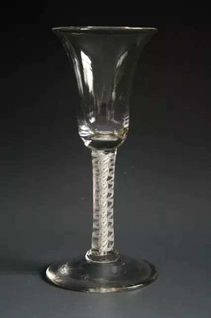 18Th Century English Glass With Double Series Opaque Twist Stem