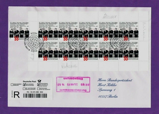 Philatelie-Rarität: Der Bundespräsidenten-R+EIG-FDC Horst Köhler "50 Jahre P.V."