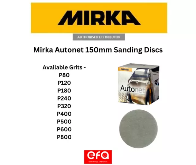 Mirka Autonet 150mm Sanding Discs 10/25/50 DA Discs - MIXED GRIT AVAILABLE