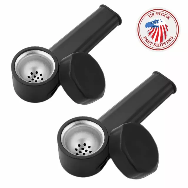 ( Pack of 2 ) 3.5" Silicone Tobacco Smoking Pipe with Lid Storage Bag Hand Pipe