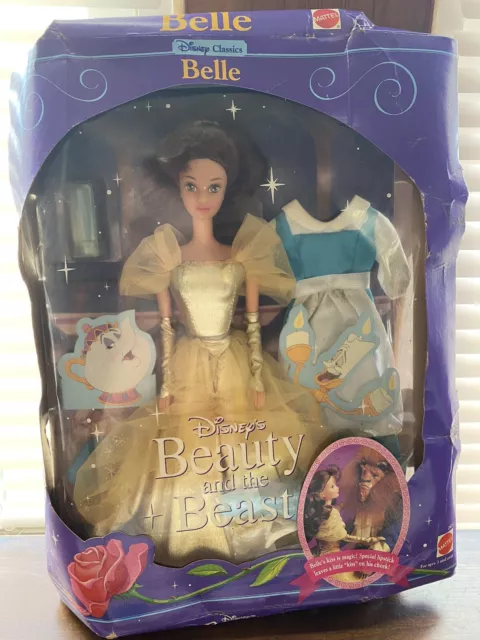 1991 Beauty and the Beast BELLE Disney Classics Mattel Doll w/ 2 Dress Outfits