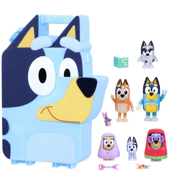 FIGURINE BLUEY PLAYSET & Carry Case Bingo Grannies Granny Bandit Chilli