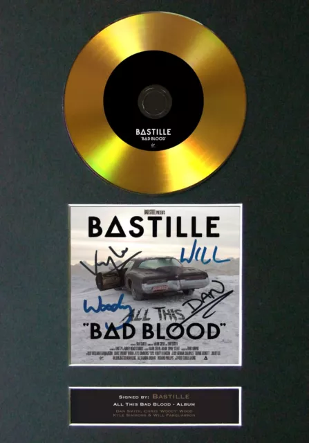 BASTILLE All That Bad Blood Mounted Signed Autograph GOLD CD Print A4 #84