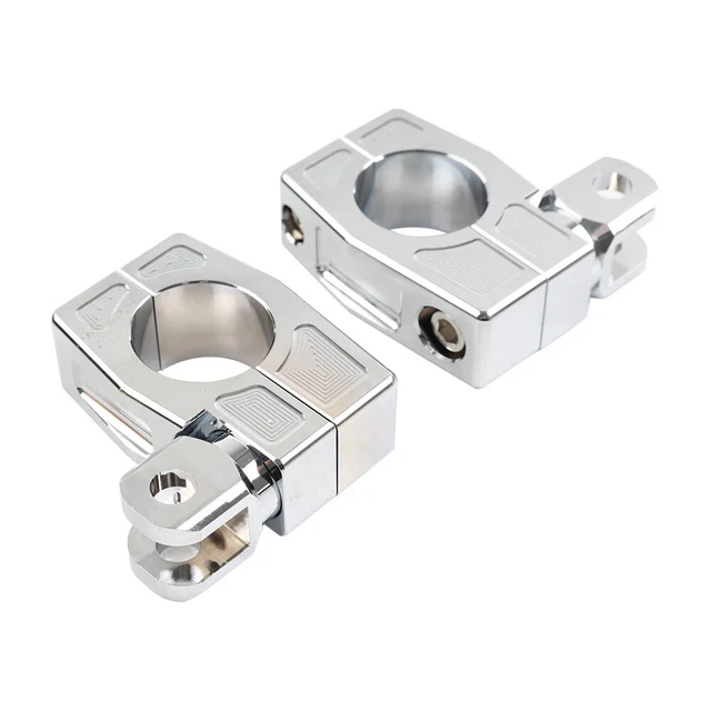 Footpeg P Clamp Mounting Kit, Aluminium Alloy Motorcycle Foot Rest Pedal Clamp Bracket, Easy Installation, Extra Wide Platform For Solid Footing, Foldable Design, Replacement (Silver